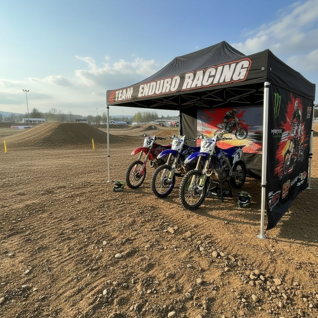 Profi Faltpavillon 3 x 4.5 m, schwarz, bedruckt